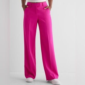 Pink Editor Mid Rise Relaxed Trouser Pant
